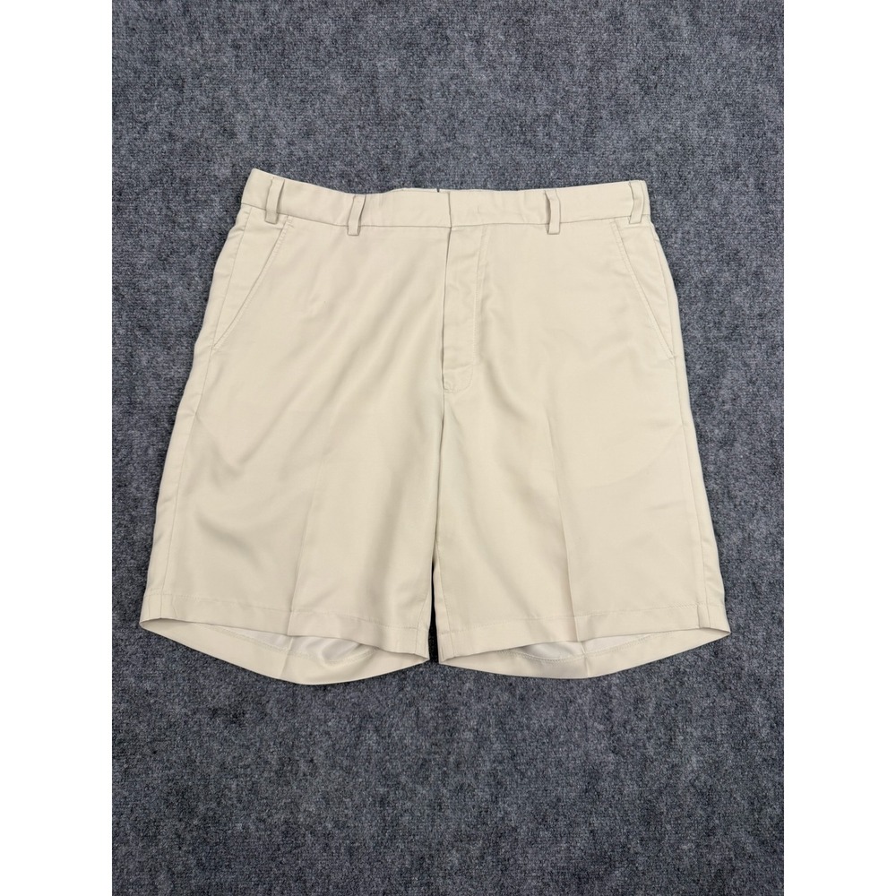 Peter Millar Mens Golf Shorts 38 Beige Performance Flat Front Polyester RN100308